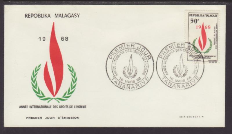 Madagascar 408 Human Rights 1968 U/A FDC