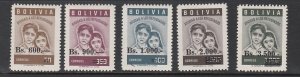 Bolivia # 454-458, World Refugee Stamps Surcharged, Mint Hinged, 1/3 Cat.