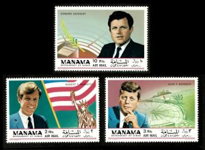 Manama/Ajman 1969 - Kennedy Brothers, JFK, Robert, Ted - Set of 3v - MNH