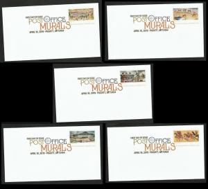 US 5372-5376 Post Office Murals (set of 5) DCP FDC 2019