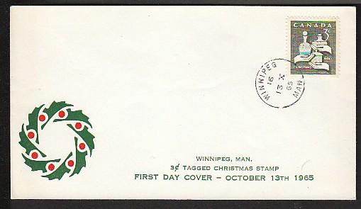 Canada 443p Christmas Tagged 1965 U/A FDC