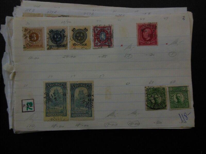 SWEDEN : Very useful Mint & Used group on Old Time approval pgs. Scott Cat