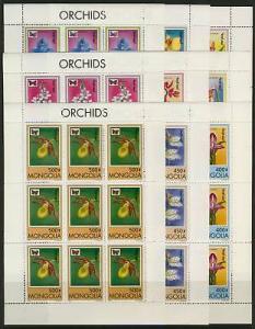 Mongolia 2269-77 Sheets MNH Orchids, Butterflies