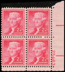 US #1033 JEFFERSON MNH LR PLATE BLOCK #25463