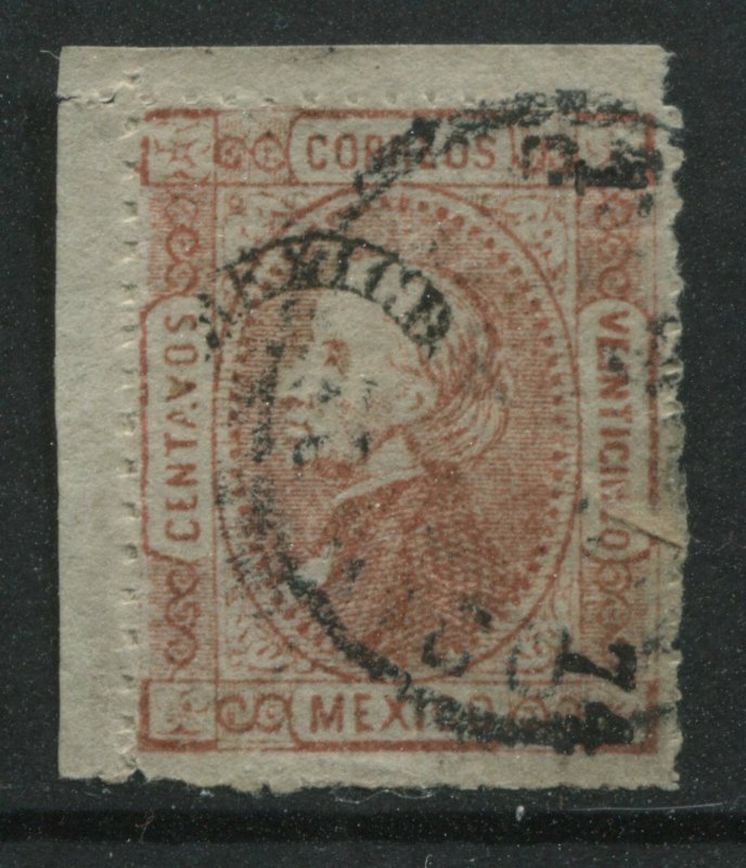 Mexico 1872 25 centavos perforated used