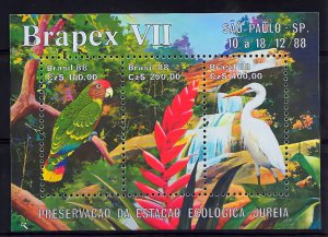Brazil 1988 Sc#2158 PARROT/BIRDS/WATERFALL/WILDLIFE BRAPEX'88 Souvenir S...