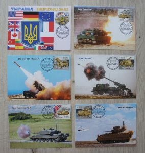 2023 war in Ukraine MaxiCards with stamps Weapons of Victory World with Ukraine