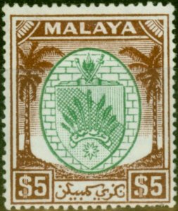 Negri Sembilan 1949 $5 Green & Brown SG62 Fine & Fresh MM 