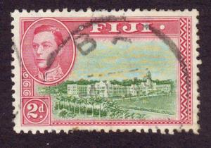 Fiji 1942 SG#255  2d Green &Magenta Building & KGVI Head USED-Good.