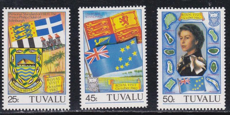 Tuvalu # 180-182, Visit of Queen Elizabeth, Flags, NH, 1/2 Cat.