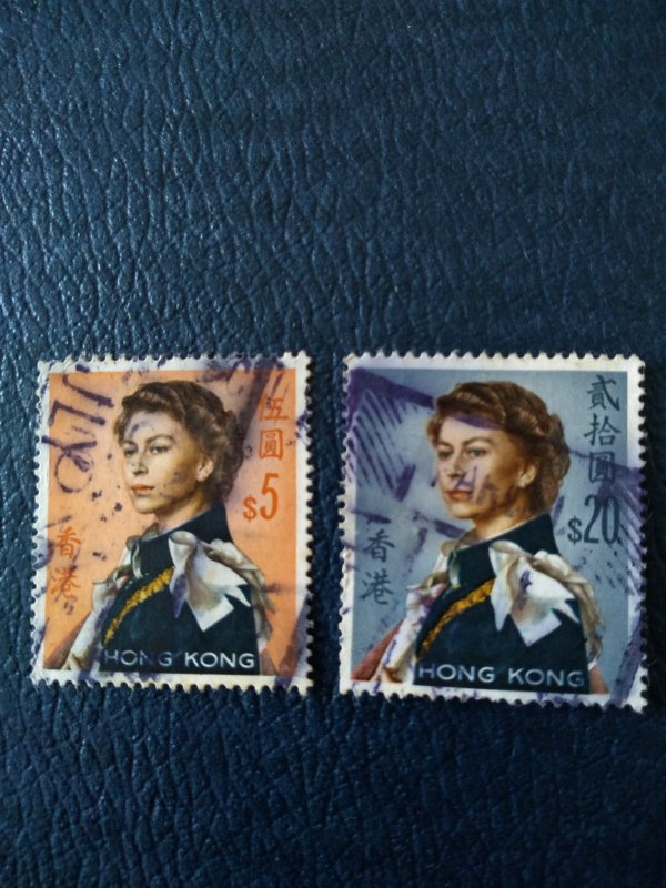 Hong Kong QE II. $5 and $20 stamps