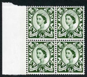 S12 1970 QEII 9d Bronze-green (Scotland) with Two Phosphor Bands Block of 4 U/M