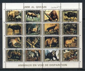 Umm al Qiwain 1972 Endangered Animals sheetlet small size CTO