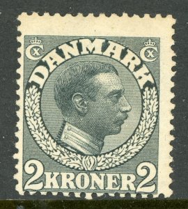 Denmark 1913 Christian X 2 Krone Gray Perf 14x14½ Scott #133 Mint B312