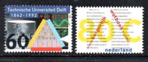 Netherlands Sc 804-805 1992 Delft University & Civil Code stamp set mint NH