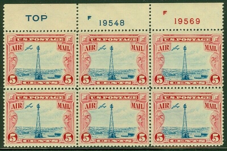 EDW1949SELL : USA 1928 Scott #C11 Top P/B of 6. Blue Top Mint NH. Catalog $57.