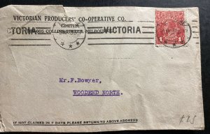 1918 Victoria Australia Producers Commercial Cover To Wooden North