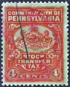 Pennsylvania 4¢ Stock Transfer Stamp (Used)