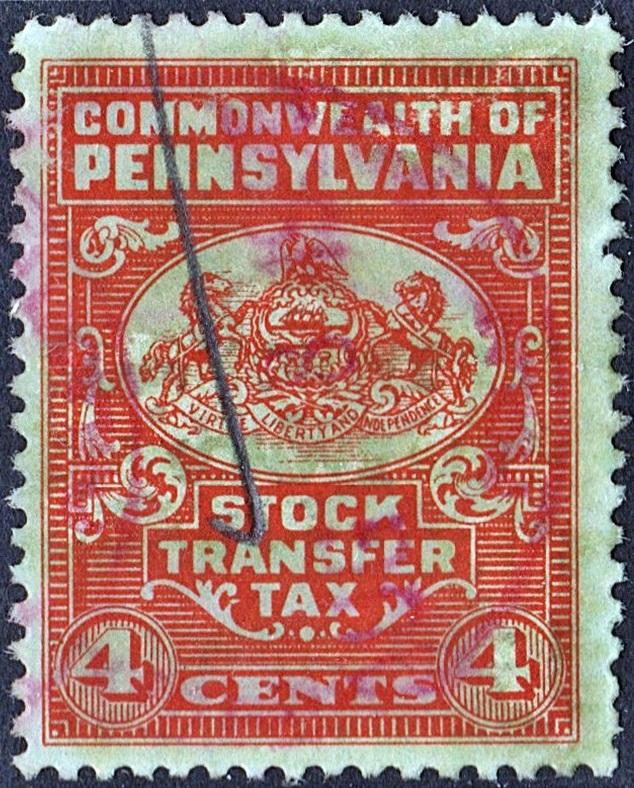 Pennsylvania 4¢ Stock Transfer Stamp (Used)