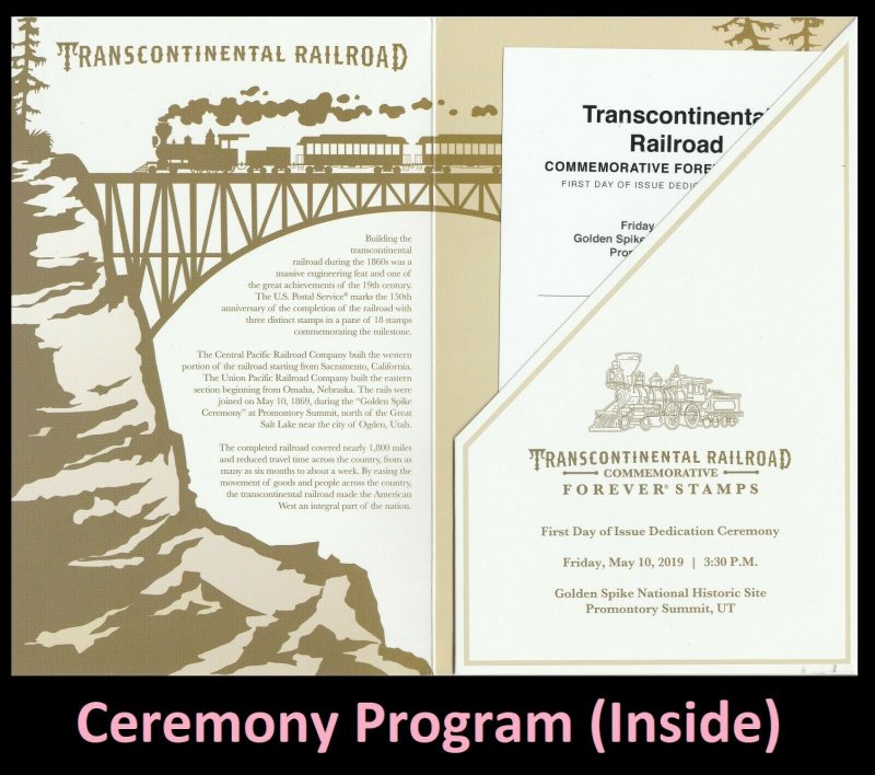 US 5380 Transcontinental Railroad No 119 Ceremony Program FDC 2019