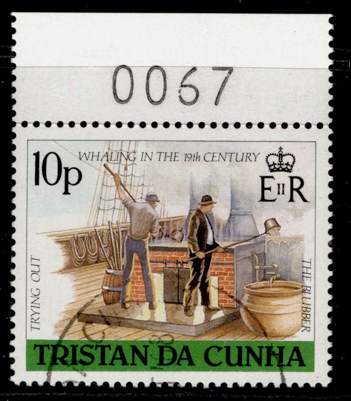 TRISTAN DA CUNHA QEII SG452, 10p Type 130, FINE USED. CONTROL