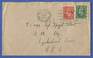 GB 1944 cover to Czechoslovak soldier in British Liberation Army, Pilsen