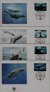 Tonga 915-18 FDC WWF-96/Whales