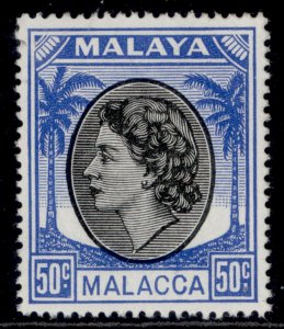 MALAYSIA - Malacca QEII SG35, 50c black & bright blue, LH MINT.