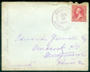 EDW1949SELL : USA 1890 Drifton PA county name handstamp cover.