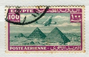 EGYPT; 1933 early AIRMAIL issue fine used 100m. value