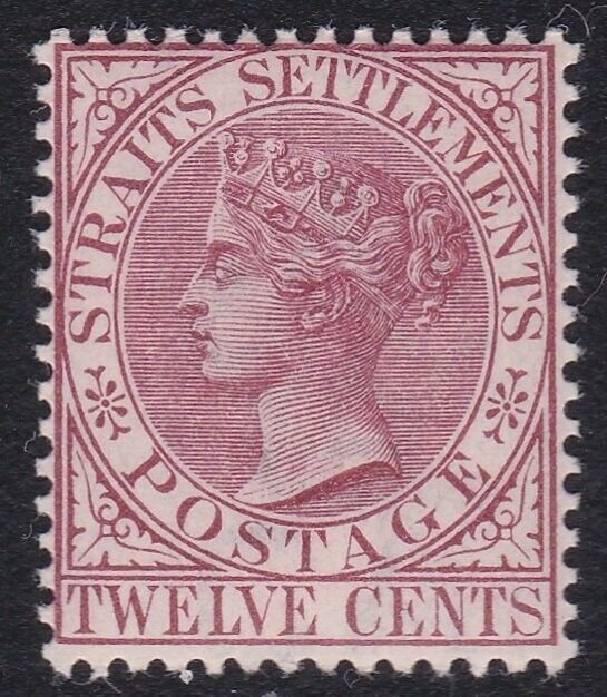 MALAYA STRAITS SETTLEMENTS 1892-99 QV 12c SG66 fine mint lightly hinged....A7599