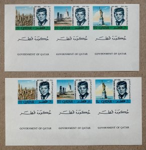 Qatar 1966 JFK Kennedy scarce IMPERF TABS MNH. Scott 102-02A. Mi 128-33B CV €160