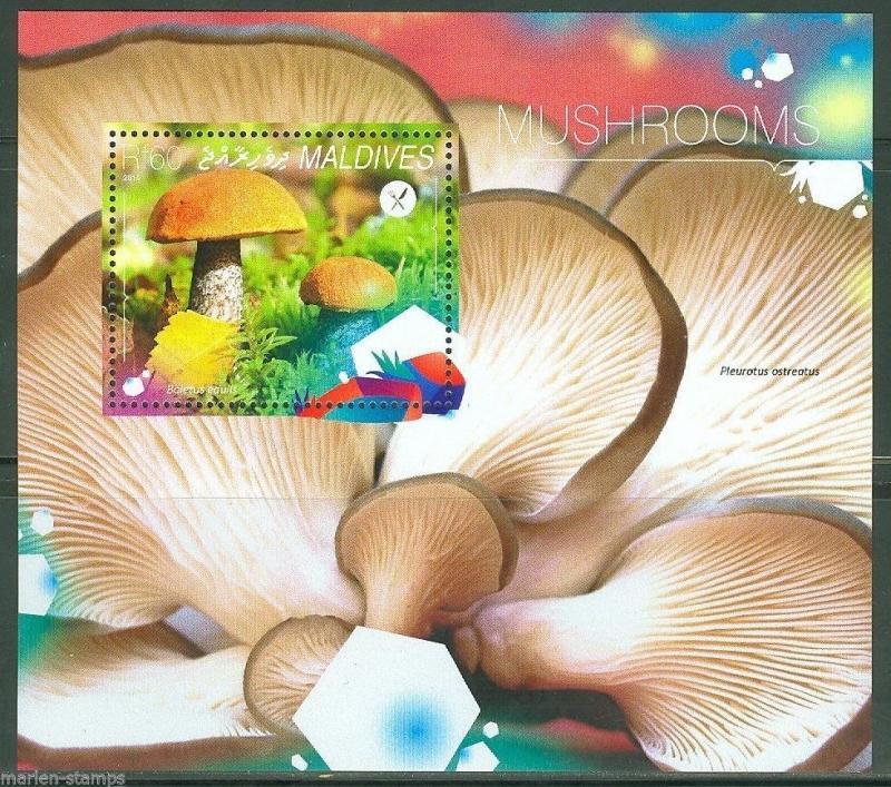 MALDIVES 2014 MUSHROOMS  SOUVENIR  SHEET MINT  NH