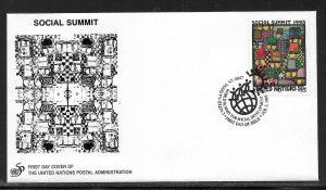 United Nations NY 656 Social Summit Geneva Cachet FDC First Day Cover