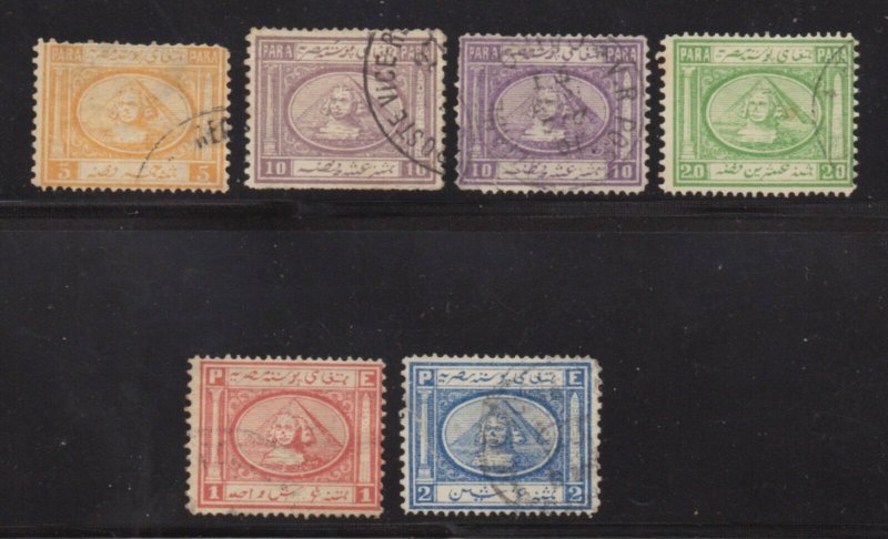 Egypt - Sc# 8, 9, 11, 13, 14, 9a (2pi thin)  -    Lot 1021330