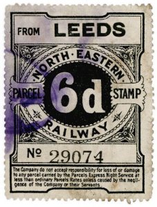 (I.B) North Eastern Railway : Parcel Stamp 6d (Leeds)