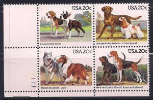 Plt Blk Sc#2098 2101 Dogs Issue MNH #1111 LL