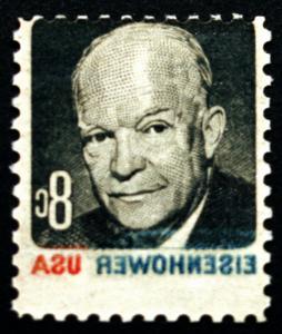 #1394 8c 1970 Eisenhower Scarce Complete Reverse Offset Error MNH