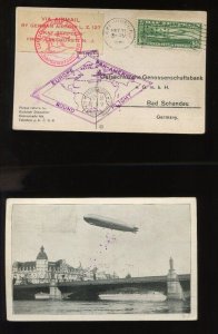 C13 Graf Zeppelin 1st Flight Post Card with RARE TIED LABEL ON CARD (LV1924)