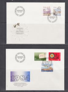 Switzerland Mi 1308/1330, 1986 issues, 5 complete sets on 5 cacheted FDCs
