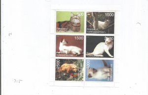 TURKMENISTAN - 1998 - Cats - Perf 6v Sheet - M L H - Private Issue