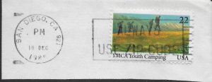 US #2160 used Postal Stationary. Cut corner w/post mark. YMCA Youth Camping.