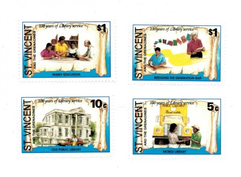 St. Vincent 1994 SC# 2007-10 Library Service Anniversary - Set of 4 Stamps - MNH