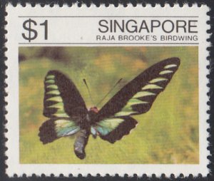 Singapore 1982 MNH Sc #389 $1 Raja Brooke's Birdwing Butterflies
