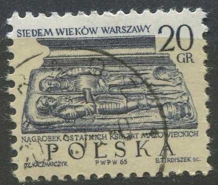 Poland Sc#1336 Used, 20g vio bl, 700th Anniversary of Warsaw (1965)