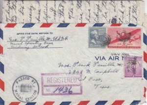 1942, N.O.B. Midway Island to El Paso, TX, Censored, Registered W/Letter (N6746)