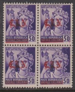 Italian Social Republic Sc#27 MNH Block of 4 CLN Overprint