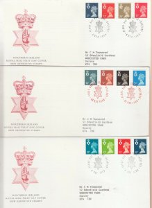 1984-1990 NORTHERN IRELAND MACHIN DEFINITIVE FIRST DAY COVERS X6