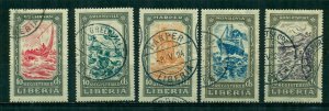 Liberia 1924 #F30 - F34 U SCV(2022)=$3.00