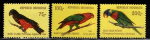 Indonesia Scott 1104-1106 Parrot Birds stamp set